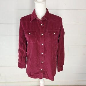 Universal Thread Womens Burgendy Corduroy Pearl Snap Button Up MEDIUM Collared